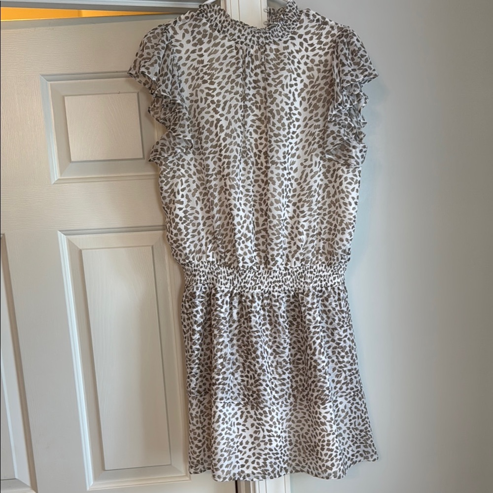 Express White and Brown Leopard Print Dress